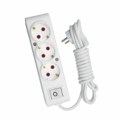 Подовжувач TECCO 3 поста із заземленням з вимикачем 3м (3*1.0) білий 1шт/уп