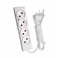 Подовжувач TECCO 4 поста без заземлення 3м (2 * 0.75) білий 1шт/уп