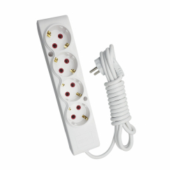 Подовжувач TECCO 4 поста із заземленням 3м (3*1.0) білий 1шт/уп