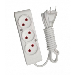 Подовжувач ТЕССО 3 поста без заземлення 3м (2*0.75) білий 1шт/уп