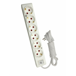 Подовжувач ТЕССО 6 постів із заземленням з вимикачем 3м (3*1) білий 1шт/уп