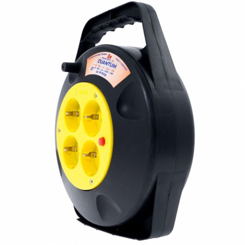 Подовжувач на котушці Quantum з термореле 4 поста із зазем 8м, 3*1.5, 16А, 230B, 3500Вт, 1шт/уп