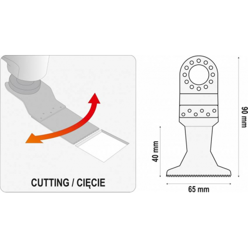Полотно-насадка різальне біметал для реноватора YT-82223 YATO по дереву і металу, l= 90 мм, w= 65 мм