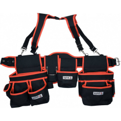 Пояс із 2 накладними сумками з кишенями для інструменту YATO, на лямках; l= 1280 мм