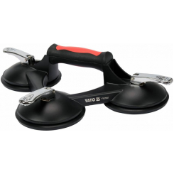 Присоска для монтажу скла потрійна (алюміній) YATO: 3-ри чашки Ø= 125 мм, m= 190 кг, 345х 282х 7 мм