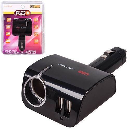 Розгалужувач прикурювача PULSO 1 вихід 2USB 2100mA 12/24V SC-1068
