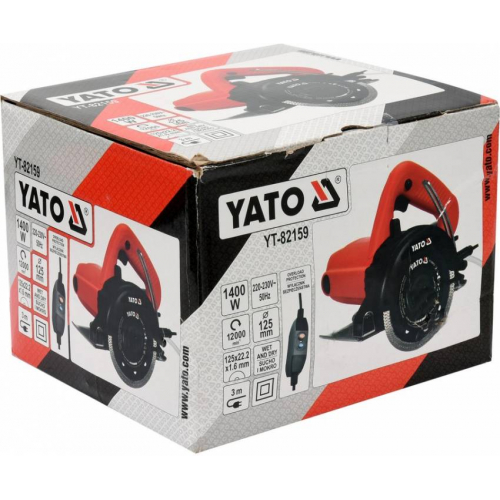 Різак по гресу і каменю ел.-мереж. 230 В YATO; 1400 Вт, диск Ø= 125/25,4 мм, макс глиб різа- 38 мм