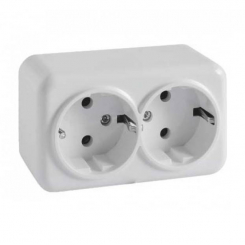 Розетка  RIGHT HAUSEN ASTRA NV Керам. 2-а зовніш. з/з біла (10шт) (100шт)