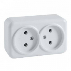 Розетка  RIGHT HAUSEN ASTRA NV ТЕРМОПЛАСТ 2-а зовніш. біла HN-017091
