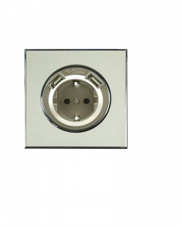 Розетка  RIGHT HAUSEN LAURA 1-а внутр. золото з/с біла 2USB