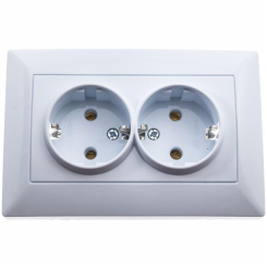Розетка Quantum BEATA  подвійна із заземленням біла, 1шт/уп