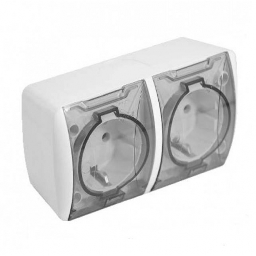 Розетка RIGHT HAUSEN BERTA 2-а зовніш. с/с IP54 білий