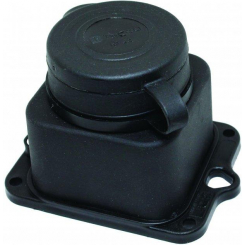 Розетка ТЕССО Каучук 1 пост із заземленням з кришкою чорна 1шт/уп