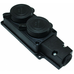 Розетка ТЕССО Каучук 2 поста із заземленням з кришкою чорна 1шт/уп