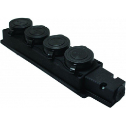 Розетка ТЕССО Каучук 4 поста із заземленням з кришкою чорна 1шт/уп