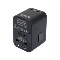 Розетка-адаптер мережева YATO 110-240 В, до 8А  з універс гніздом і вилками 880/1840 Вт 110/230 В