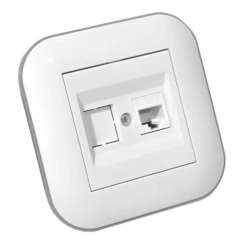 Розетка комп'ютерна (CAT6) LOFT білий+сірий