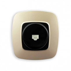 Розетка комп'ютерна чорний-золото ELA