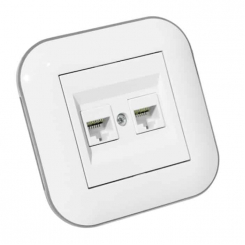 Розетка комп'ютерна двійна (CAT6) LOFT білий+сірий