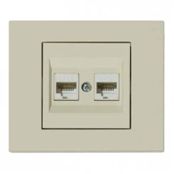Розетка комп'ютерна двійна (CAT6) кремова GRANO