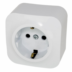 Розетка накладна Quantum одинарна із заземленням біла, 1шт/уп