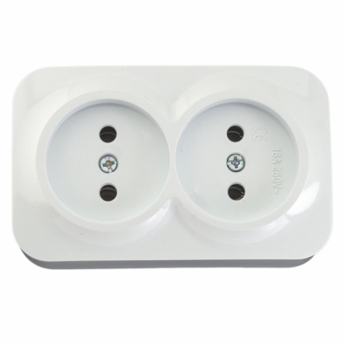 Розетка накладна Quantum подвійна біла, 1шт/уп