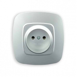 Розетка одинарна без заземлення срібло ELA