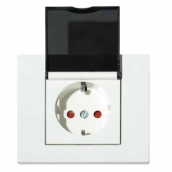 Розетка одинарна з заземленням з кришкою та шторками біла GRANO