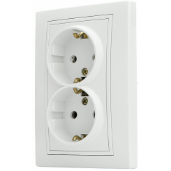 Розетка подвійна 2Р PB16/2-Fl-W (біла)