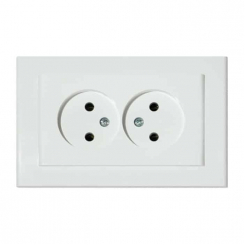 Розетка подвійна без заземлення біла MINA