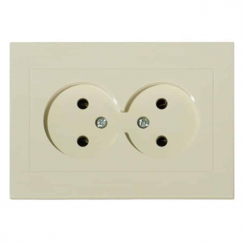 Розетка подвійна без заземлення кремова GRANO