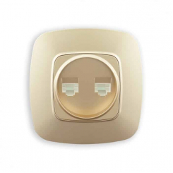 Розетка подвійна комп'ютерна золото ELA