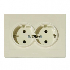 Розетка подвійна з заземленням кремова GRANO