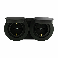 Розетка подвійна з заземленням з кришкою антрацит xOne