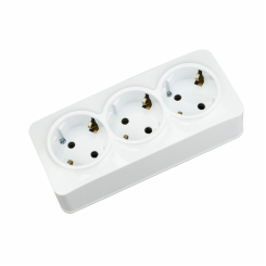 Розетка потрійна з заземленням біла POWER MAX-3E