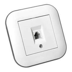 Розетка телефонна LOFT білий+сірий