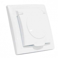 Розетка з заземленням з кришкою біла TINA