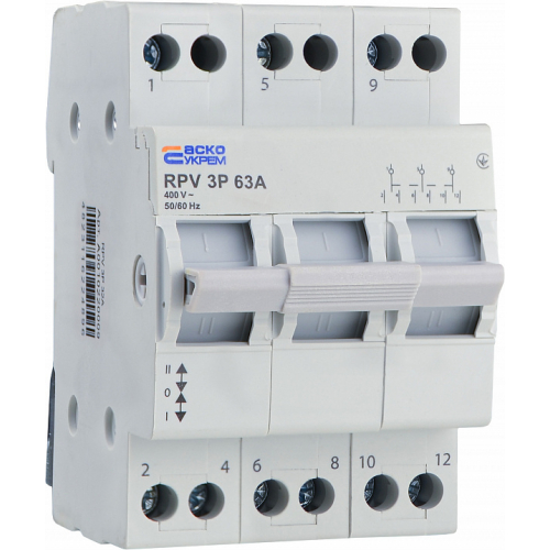 Ручний перемикач вводу (І-0-ІІ) RPV 3P 63A АСКО