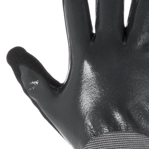 Рукавички трикотажні синтетичні, повне двошарове нітрилове покриття, базове гладке, пористе на долоні, повітропроникні, 10" STORM INTERTOOL SP-0190