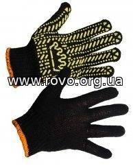BP-21104 Трикотажні рукавиці ХБ/ПЕ, чорний. колір, жовтий ПВХ візерунок та логотип Сталь на 1 стороні, нар.