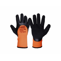 Рукавички акрилові утеплені MASTERTOOL "Пінка" з латексним покриттям 11" 90-95 г помаранчево-чорні 83-0607