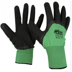 Рукавички полiестер, зелений колiр, латексне покриття (чорне), оверлок на манжетi чорного кольору, р.10  WERK (WE2148) 118786