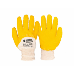 Рукавички скляра MASTERTOOL бавовняна тканина з латексним ребристим покриттям 10.5" 90-92 г жовті 83-0601