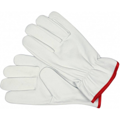 Рукавички робочі білі з червоною кромкою YATO: бавовна шкіра, розмір 10