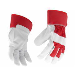 Рукавиці робочі біло-червоні YATO: бавовна + козяча шкіра, розмір 10 [10/120]