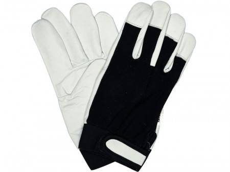 Рукавички робочі біло-чорні YATO: бавовна шкіра, розмір 10