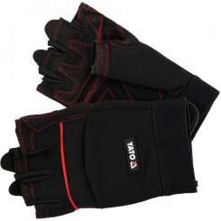 Рукавички чорні з відкритими пальцями YATO: штучна шкіра синтетична тканина, розмір 9