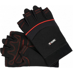 Рукавички чорні з відкритими пальцями YATO: штучна шкіра синтетична тканина, розмір 10