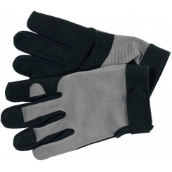 Рукавички чорно-сірі YATO: для сенсорних екранів, штучна шкіра бавовняний трикотаж, розмір 10