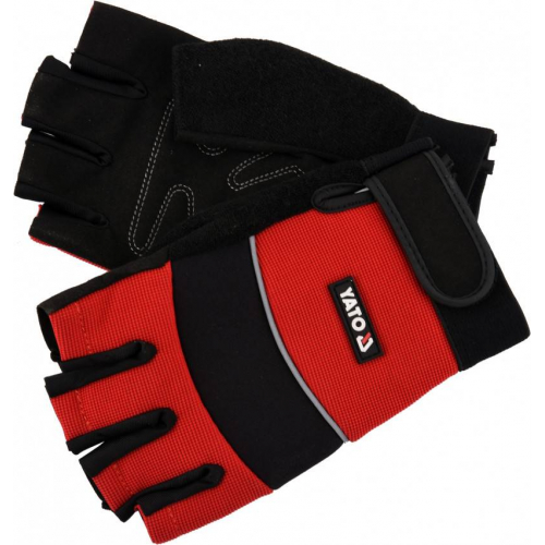 Рукавички робітники з відкритими пальцями YATO: штучна шкіра синтетична тканина, розмір 9